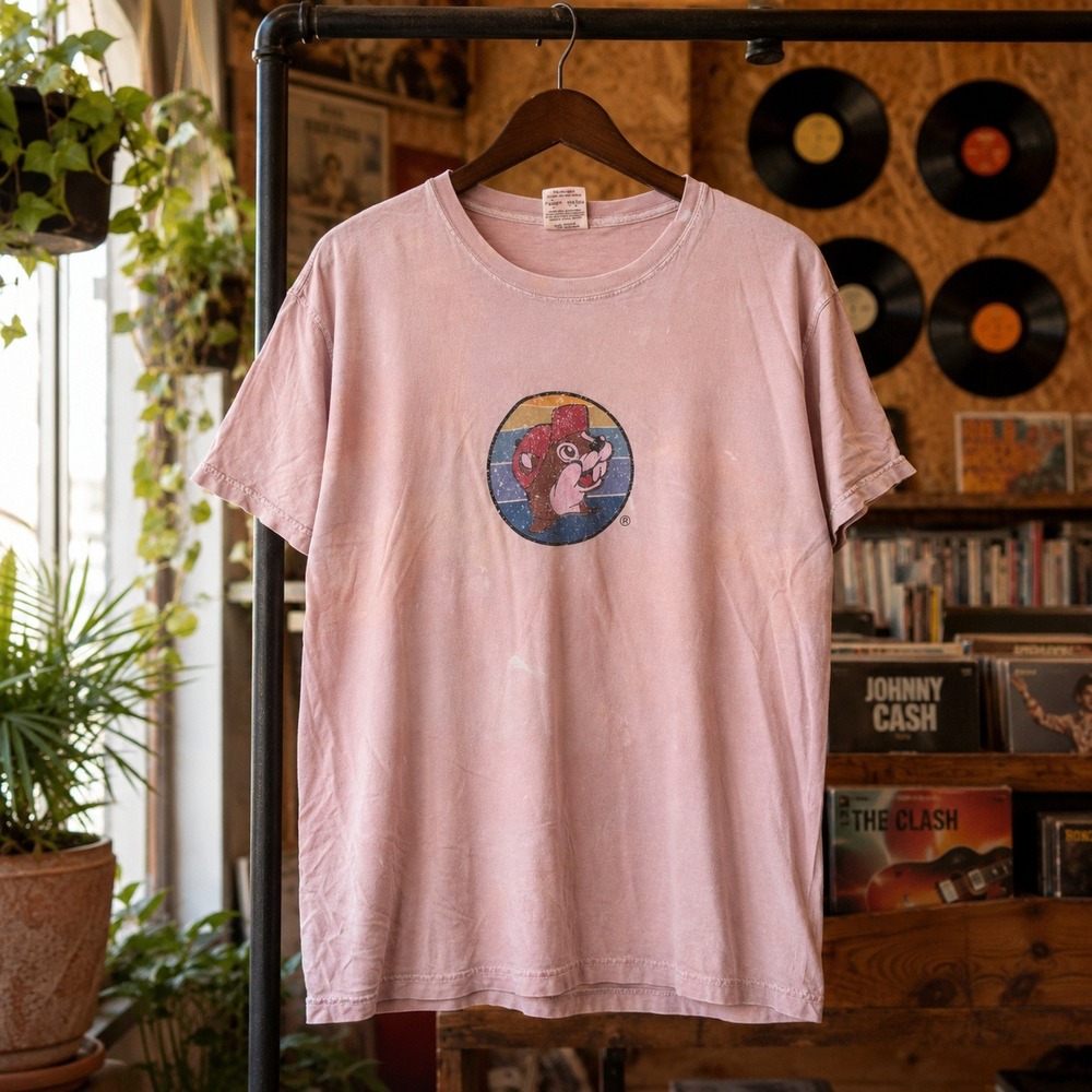 Buc-ee's Comfort Colors Pink Graphic T-Shirt Here Comes The Fun Large Retro Tee